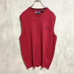 古着 used　CHAPS RALPH LAUREN　チャップスラルフローレン　ワンポイントロゴニットベストセーター　赤　Lサイズ