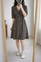 MIXXO 小花 フラワー ワンピース/デートコーデ ゲストルック/M