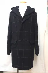 【149369】stephan schneider ステファン シュナイダー  フードコート　ウールワッフル地 ウィンドウペン メンズ  ４ ブラックのサムネイル