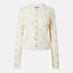 ガニー レディース アウター ニット・セーター プリント カーディガン Ganni Print Cardigan Ld53 Antique White ホワイトのサムネイル