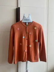 フラワー 立体刺繍 カーディガン