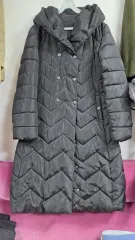 フード ロング ダウン ブラック レディース