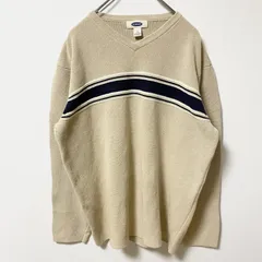 古着 used　OLD NAVY　オールドネイビー　長袖Vネックニット　セーター　ライン　ベージュ　オーバーサイズ　XLサイズ
