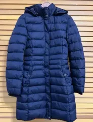 トミーヒルフィガー レディース ネイビー フードダウンジャケット ハーフダウンコート XS