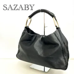 SAZABY サザビー レザー ショルダーバッグ ハンドバッグ   ブラック  レディース 鞄 _218067