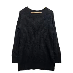 BLISS POINT ヴィンテージ ブラック エンブロイダリー ニット ロング丈 L ブラック ニット ロング丈 / ヴィンテージ