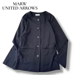 マルゥ ユナイテッドアローズ MARW UNITED ARROWS ノーカラー シャツジャケット ブラック フリーサイズ 羽織り 洗える ドレープ きれいめ レディース 美品 定価1.4万 6M067
