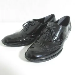 美品 DIANA ダイアナ ウイングチップ エナメル レースアップ ドレスシューズ 23cm ブラック レディース 古着 中古 USED