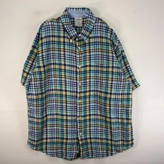 古着 ブルックスブラザーズ Brooks Brothers 半袖シャツ 胸ポケ 1818 リネン XL  ブルー系 チェック メンズ