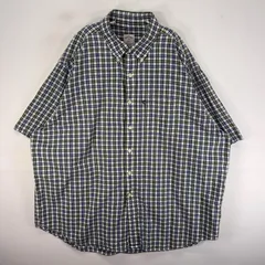 古着 ブルックスブラザーズ Brooks Brothers 半袖シャツ 胸ポケ ワンポ 346 2XL  ネイビー系 チェック メンズ