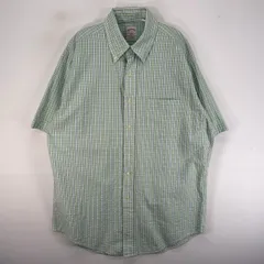 古着 ブルックスブラザーズ Brooks Brothers 半袖シャツ 胸ポケ 346 M  グリーン系 チェック メンズ