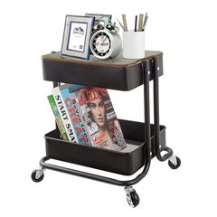 Melody House ワゴン キャスター付き 2段 キッチンワゴン スチール 天板 カラーボックス キャスター付き スリムラック キッチン収納カート ワゴンラック サイドテーブル スチール 隙間収納 ボックス 収納棚 小物収納 浴室 ブラック 0