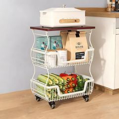 SVOHZAV キッチンワゴン 天板付き 隙間収納 スリムワゴン キャスター付き 洗面所 収納ラック 調味料棚ラック 洗濯機横 冷蔵庫横収納 ランドリーワゴン 棚 スリムラック (ホワイト, 3段式) 0