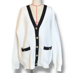 CADUNE カデュネ 配色THEカーディガン ニット オーバーサイズ 72353960 白 ホワイト 黒 ブラック サイズ38 レディース 春 ゴーゴー古着久喜倉庫店 北5 No.1901のサムネイル