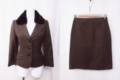 【195853】Harrods ハロッズ  スカートスーツ　セットアップ　*脇シミ  1 ブラウンのサムネイル
