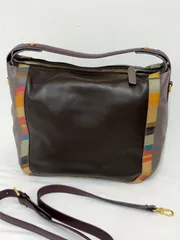 【美品】ポールスミス 2WAY ショルダーバッグ オールレザー マルチストライプ 茶