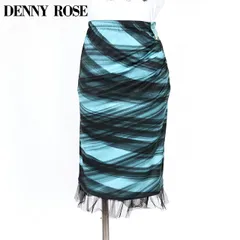 デニーローズ DENNY ROSE レディース ひざ丈スカート 裾チュールハンドフリープリントタイトスカート グリーン系  （サイズ/40/42）wd1062のサムネイル