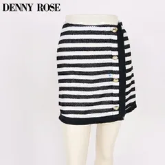 デニーローズ DENNY ROSE レディース ミニスカート ボーダーボタン飾りミニスカート ブラック系  （サイズ/40）wd1085のサムネイル