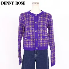 デニーローズ DENNY ROSE レディース 長袖カーディガン チェッククルーネックカーディガン パープル系  （サイズ/XS）wd1113のサムネイル