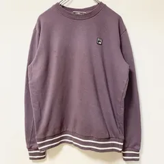 古着 used　FILA フィラ　長袖ワンポイントロゴ刺デザインスウェット　トレーナー　クルーネック　パープル　Lサイズ
