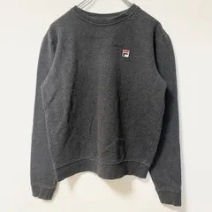 古着 used　FILA フィラ　長袖ワンポイントロゴ刺デザインスウェット　トレーナー　クルーネック　グレー　Lサイズ