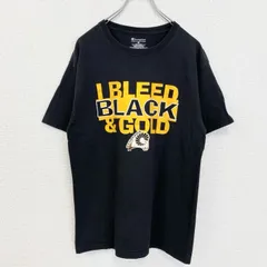 古着 used　Champion　チャンピオン　半袖クルーネックプリントTシャツ　BLACK＆GOLD　バスケ　黒　Mサイズ