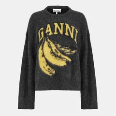ガニー レディース アウター ニット・セーター ウール セーター GANNI Banana Wool Sweater Phantomのサムネイル