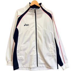 asics トレーニングジャケット EZA103 ホワイト×ネイビー - メルカリ
