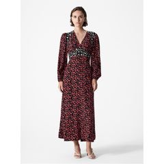 Floral Velour Jacquard High Neck Dress - メルカリ