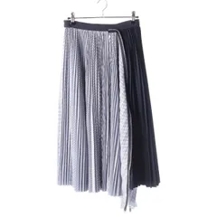 サカイ 24SS Cotton Poplin Zipper Skirt プリーツ ストライプ ジップ ドッキング スカート ボトムス SCW-086 ブルー 0【中古】