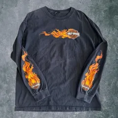 中古 XLサイズ【3営業日発送】 Flame 袖フレイム ハーレーダビッドソン ロンT ファイヤー 両面 長袖【沖縄県離島地域不可】
