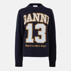 ガニー レディース アウター ニット・セーター GANNI Baseball Crew Jumper Sky Captainのサムネイル