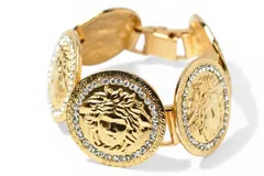 【中古】ヴェルサーチ ブレスレット メデューサ ゴールド ラインストーン GIANNI VERSACE メンズ レディースのサムネイル