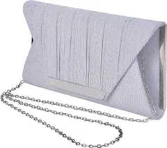 S.F.Yammy 結婚式 バッグ パーティーバッグ 上品 使い回しやすい (シルバー)