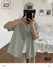 BAON ハーフ CHECK フード 半袖 シャツ