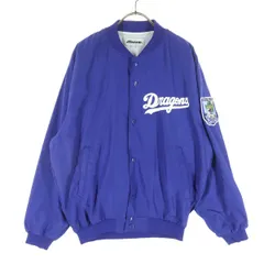 美品 Mizuno ミズノ プリント ワッペン 野球 長袖 スタジャン SS-S ブルー 中日ドラゴンズ メンズ 古着