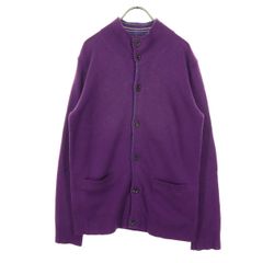 美品 green label relaxing グリーンレーベルリラクシング 長袖 ハイネック ニットカーディガン S パープル メンズ 古着