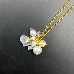天然石プレナイトペンダント、ワイヤーネックレス、ハンドメイド 111