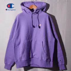 チャンピオン Champion リバースウィーブ REVERSE WEAVE パーカー M ラベンダー パープル 00s ロゴ刺繍 目あり 00s スウェットフーディー オーバーサイズ ストリート アメカジ Y2K 古着 E160