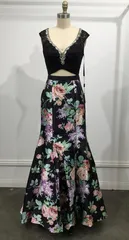 希少！在庫１点限り！　【Cinderella　Divine】ロングドレス　プリント柄　Ｍサイズ（ＵＳサイズ４）　コンテスト・発表会・パーティ・ナイトドレス【オーダーメイド対応可】