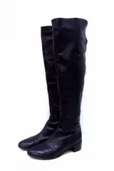 【217336】LANVIN en Bleu ランバンオンブルー  本革レザー　ニーハイブーツ　ロングブーツ  ・23.0ｃｍ ブラックのサムネイル