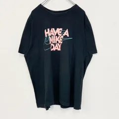 古着 used NIKE ナイキ　半袖プリントTシャツ　クルーネック　スウッシュロゴ　カジュアルデザイン　黒　ブラック　Lサイズ