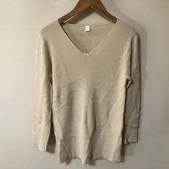 E324　新品　グローバルワーク　アイボリー　リブ　Vネックニット　M