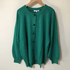 E334　タグ付き新品　グローバルワーク　トリプルイージー　クールネック　カーディガン　グリーン　L　
