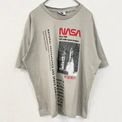 古着 used　NASA　ナサ　半袖デザインプリントTシャツ　宇宙旅行　宇宙飛行　スペースシャトル　ベージュ　Mサイズ