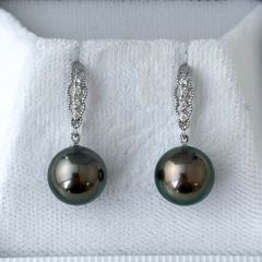 タヒチピアス 11mm グリーングレー K18/D0.06ct 入学式 卒業式 - メルカリ