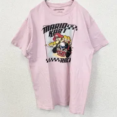 古着 used　半袖ゲームプリントTシャツ　マリオカート　MARIOKART　クルーネック　レトロデザイン　ピンク　Lサイズ