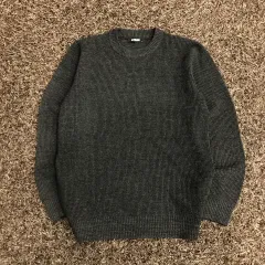 L バックルー グレー コットン ニット