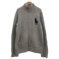 ポロ ラルフローレン POLO RALPH LAUREN ニット セーター 長袖 ジップアップ ビックポニー グレー M