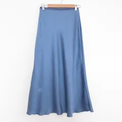 未使用 GALLARDAGALANTE ガリャルダガランテ サテン フレア ロングスカート 1 ブルー レディース 古着 中古 USED